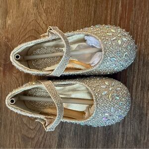 Gold glitter toddler girl Mary Jane dress shoes